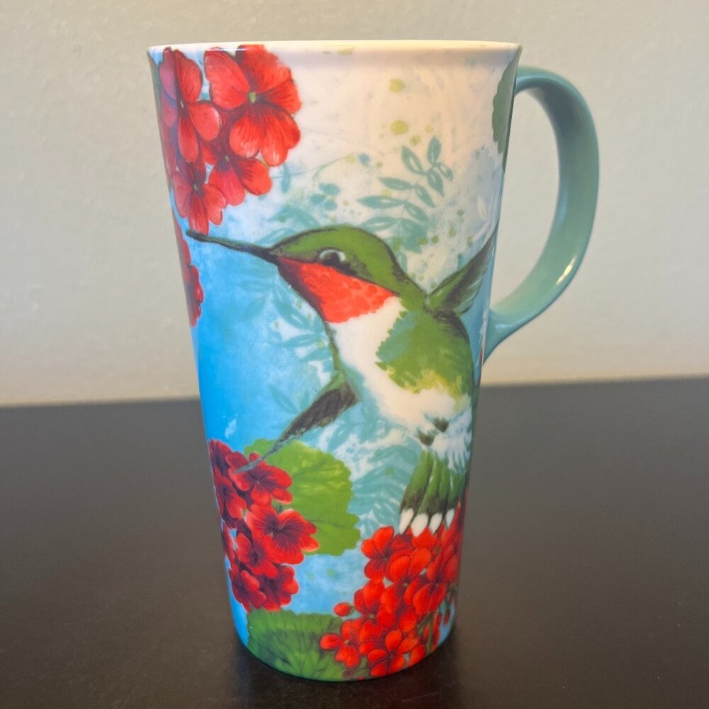 CYPRESS HOME Hummingbird Trio Ceramic Travel Coffee Cup Mug Elena Vladykina 17oz